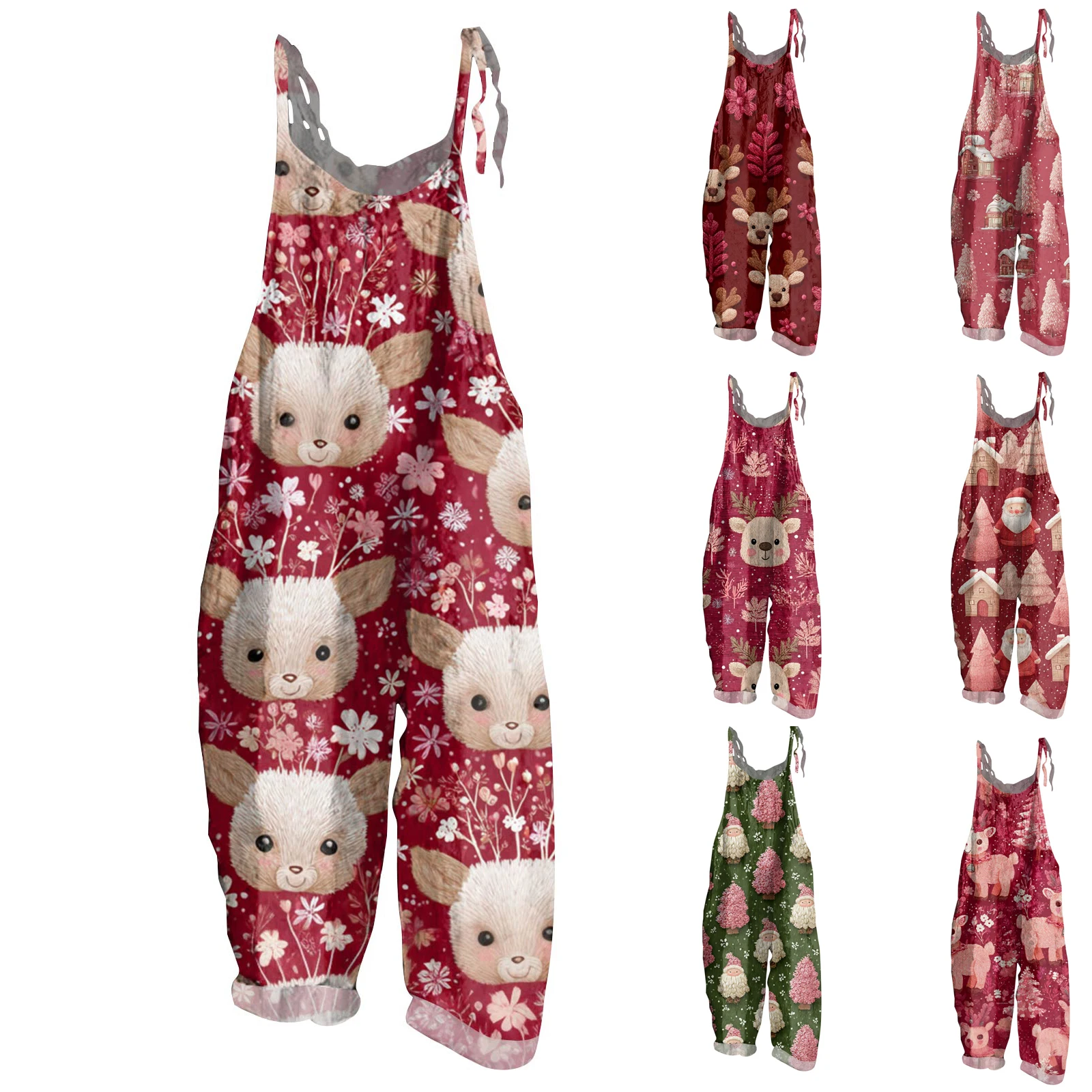 

Fashion Hot Selling Jumpsuit Clothing Daily Pretty Solid Color Wide Leg Jumpsuit Loose Vintage Bib Trousers Christmas Clothing