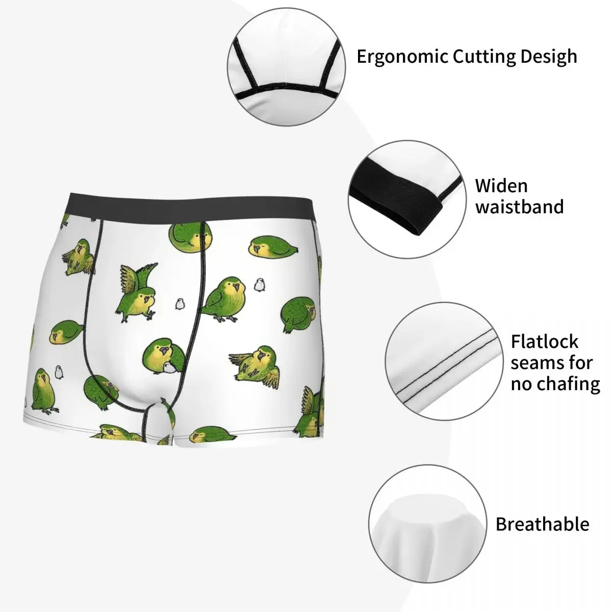 Kakaco Parrot Kaka Po Strigops Habroptila Bird Birds Happy calzoncillos para hombre, ropa interior, pantalones cortos ventilados, Calzoncillos Bóxer