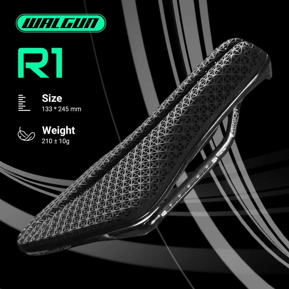 WALGUN R1 3D Printed Carbon Bike Saddle for TT Triathlon Tri Racing Time trial Road Seat Monocoque Oval Rail 7*9 Bicycle Saddle