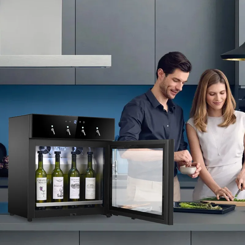 

Высококачественный умный винный холодильник с сенсорным LED-экраном, автоматическим компрессором и диспенсером для 4 бутылок вина