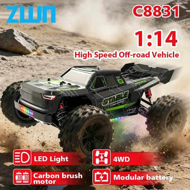 JJRC C8831 1:14 RC Car With Lights 2.4G 4WD Remote Control Car High Speed All-terrain Climbing Off-Road Vehicle Toy for Kid Gift