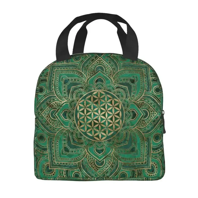 Custom Flower Of Life In Sacred Geometry Lunch Bag Mandala Spiritual Meditation Thermal Cooler Lunch Boxes for Kids