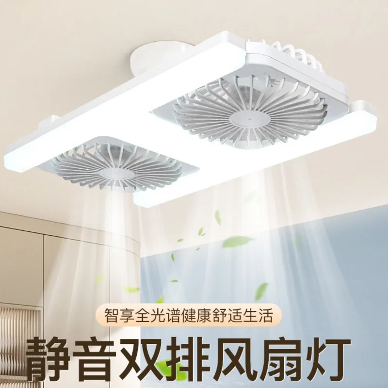 Modern Double Fan E27 Ceiling Fan Light Silent Strong Wind Easy Installation Bright Full Spectrum LED For Bedroom Dining Room