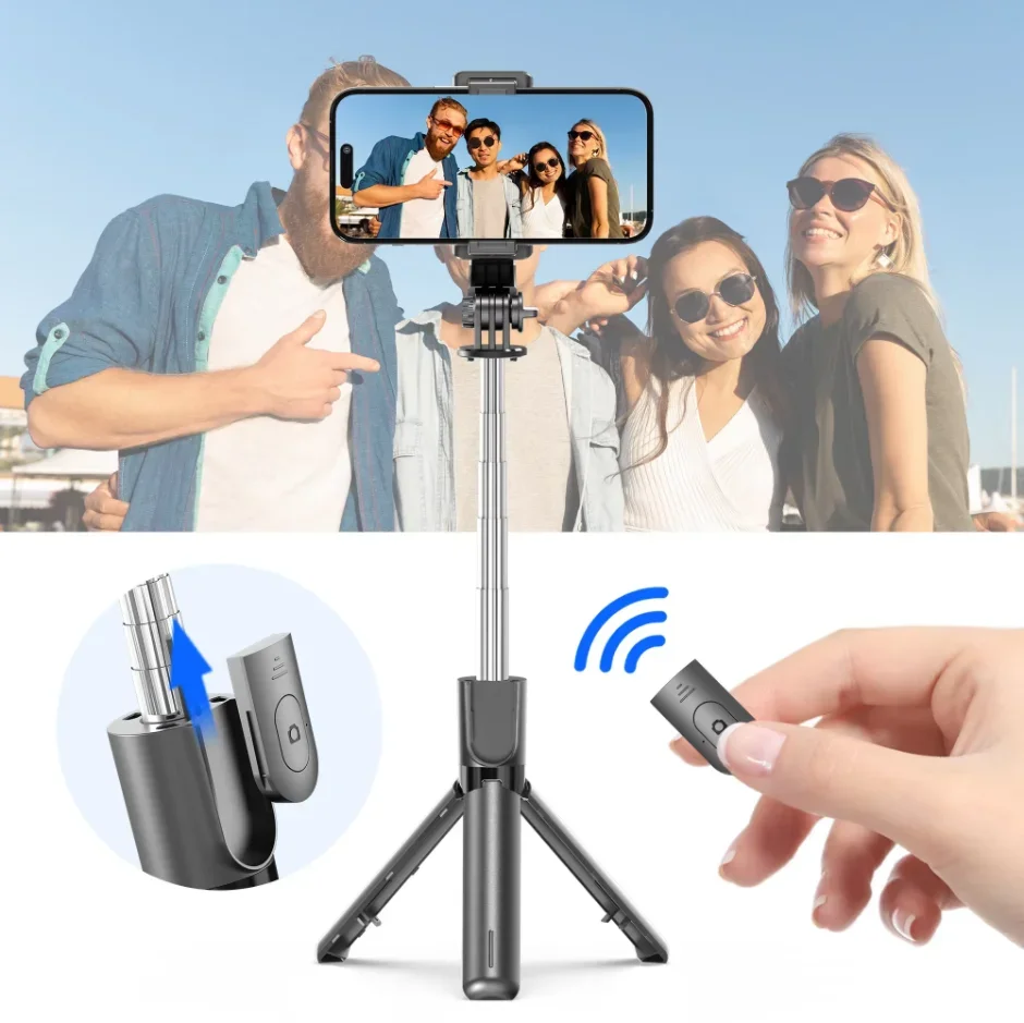 Super Mini Selfie Stick Portable Phone Holder Integrated Design Extendable Wireless Bluetooth Remote For Live Broadcast TikToke