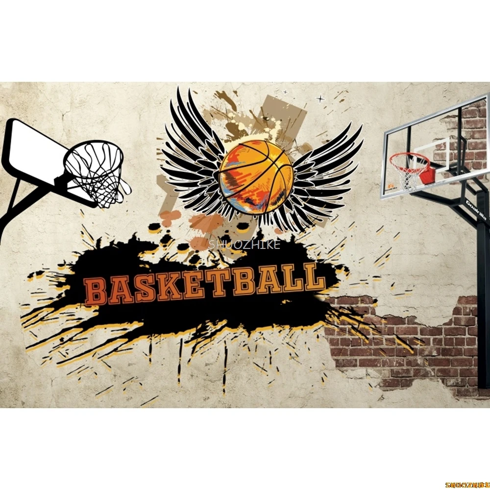 Customized Photography Background Basketball Boys Birthday Party Sports Stadium Court Stars Decoration Backdrop Photo Studio