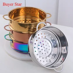 1PC 304 Stainless Steel Vegetable Food Steamer with Handle Basket Dumplings Rice Cooker Steaming Grid Kitchen Cooking Tools