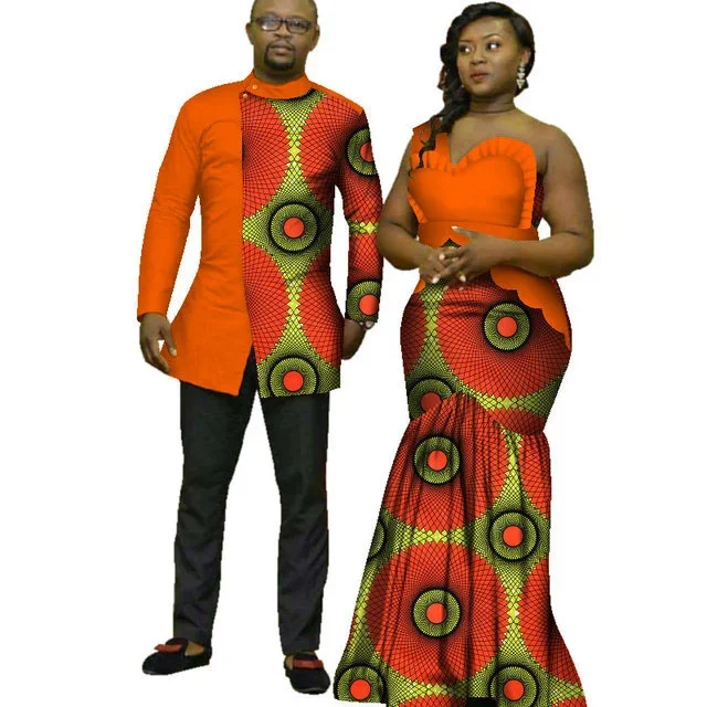 Sale!!! African Shirts for Men Dashik Top and Matching Couple Outfits Bazin Riche Women Long Dresses for Wedding Party Vestidos