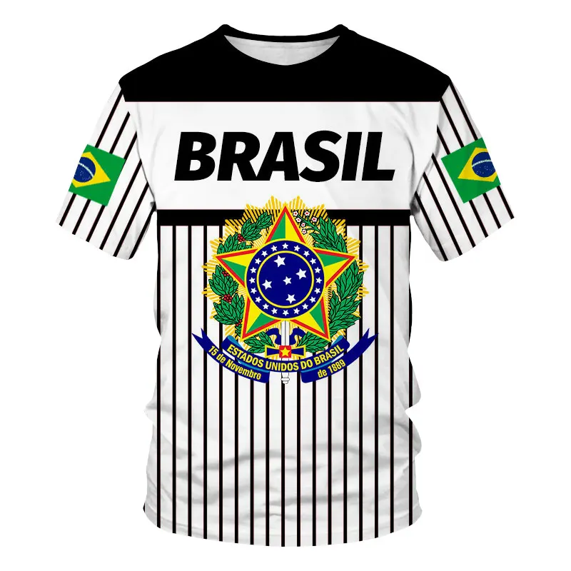 New Summer Men\'s T-shirt Brazil National Emblem Graphic Men\'s Short Sleeve Activity Green T shirts Woman Sports Top Unisex Tees