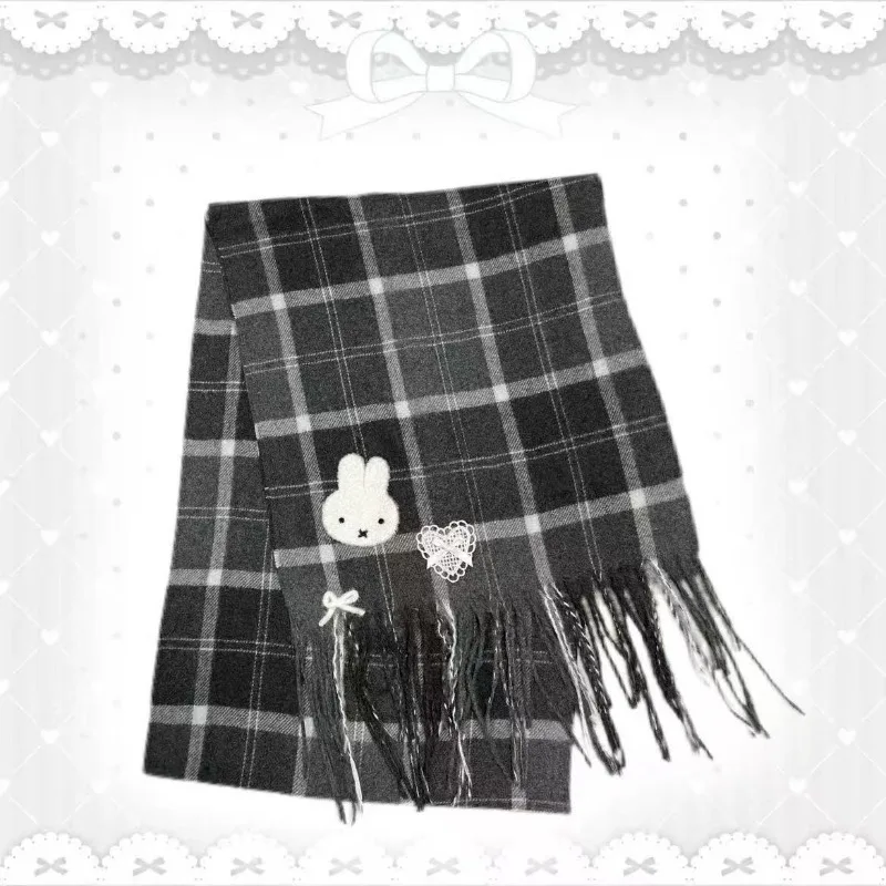 Miffy Scarf Y2k All-match Warm Scarf Spring and Autumn Travel Warm Simple Scarf Kawaii Autumn and Winter Warm Tool Holiday Gift