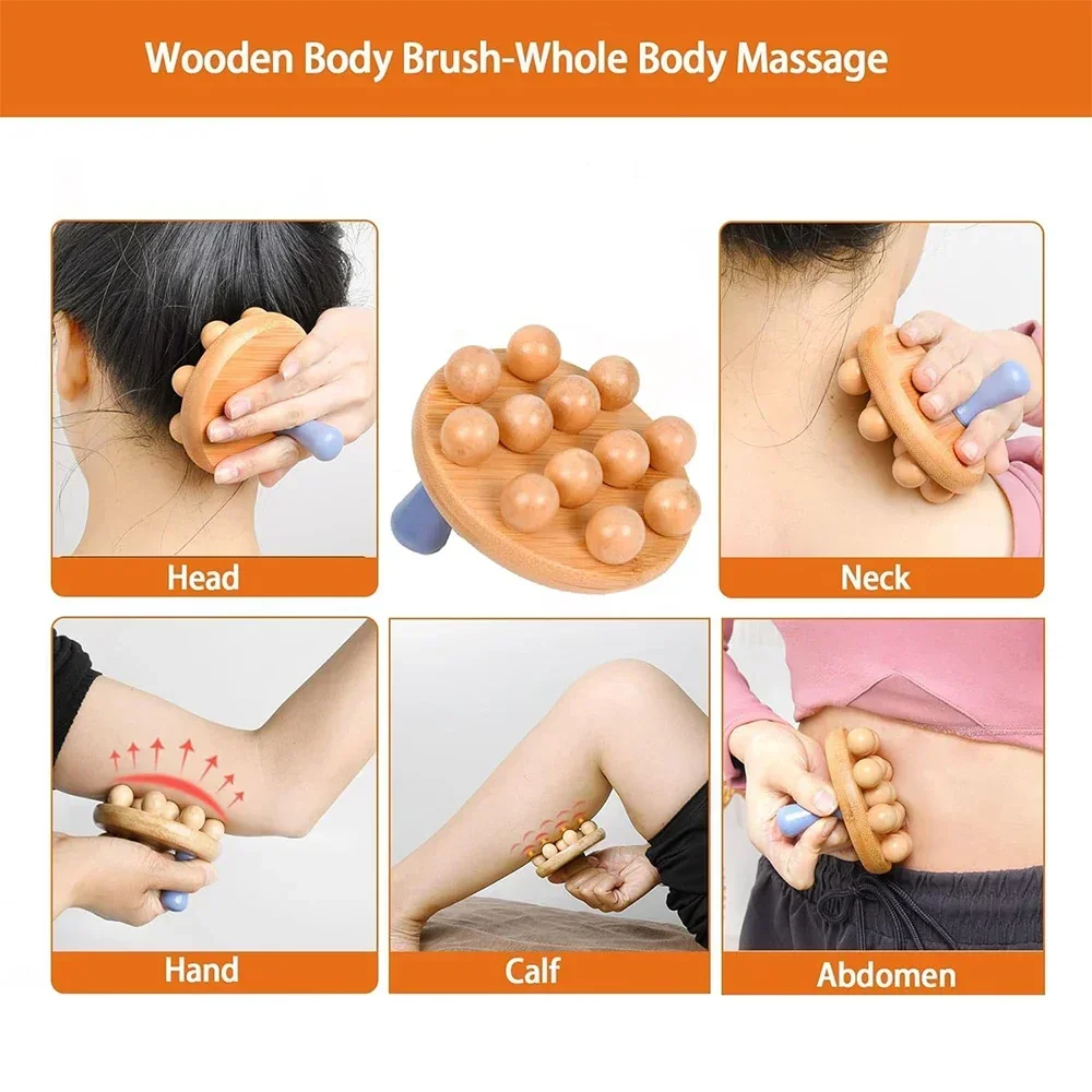 1Pcs Wooden Body Massage Brush Anti Cellulite Massager Wood Therapy Massage Tools for Lymphatic Drainage Body Shaping Tool