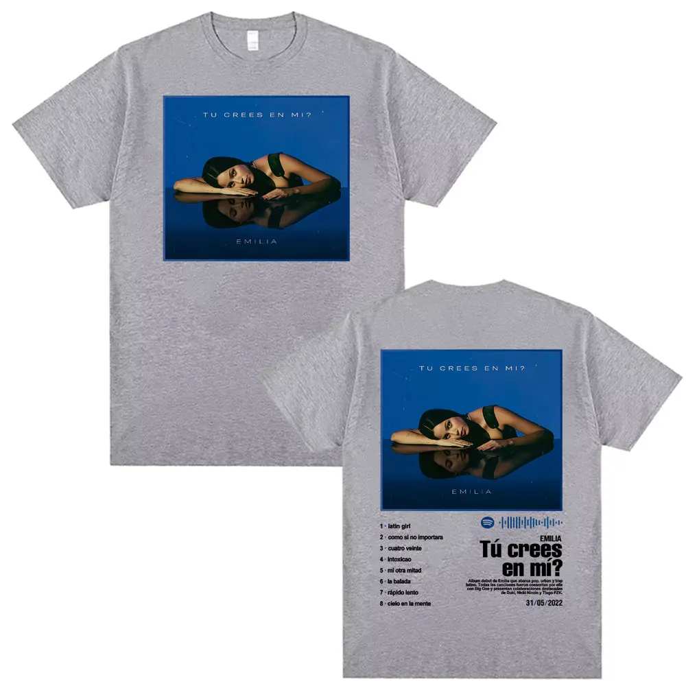 المغني إميليا Mernes Tu Crees En Mi_ غطاء تي شيرت الرجال النساء Harajuku شارع العليا الهيب هوب الكلاسيكية تي شيرت عادية القطن تي شيرت #3