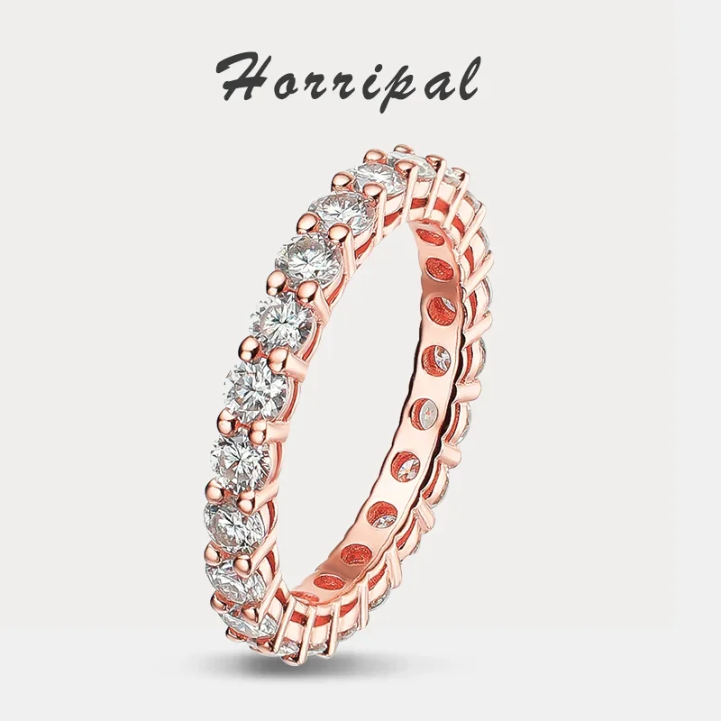 

Rose Gold Moissanite Ring for Women Full Diamond Rings S925 Sterling Silver Band Engagement 18K White Gold Plated Fine Jewelry