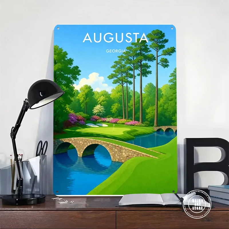 Augusta Georgia Golf Course Tinplate Poster Custom Wall Art Vintage Metal Signs Retro Tin Plaque for Mancave Decoration Gaming
