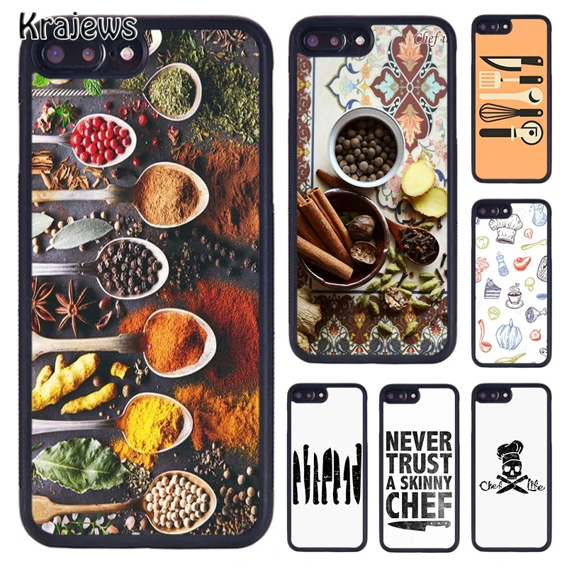 Krajews Baking Cooking Utensils Chef phone Case For iPhone 16 15 14 Plus 11 12 mini 13 Pro XR XS Max cover coque