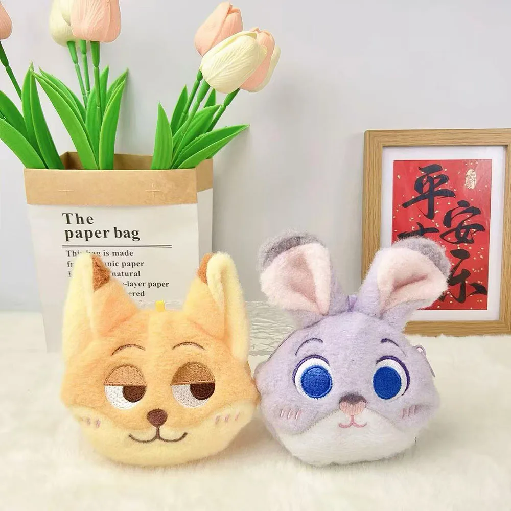 

Kawaii Zootopia Nick Wilde Judy Hopps Plush Coin Purse Cute Cartoon New Style Key Bag Earphone Bag Anti-Lost Pendant Gift