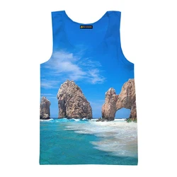 Summer Seaside Beach Landscape Graphic Tank Tops 3d Print Casual Sleeveless Tee Shirts Streetwear Gym Vest Clothing Men