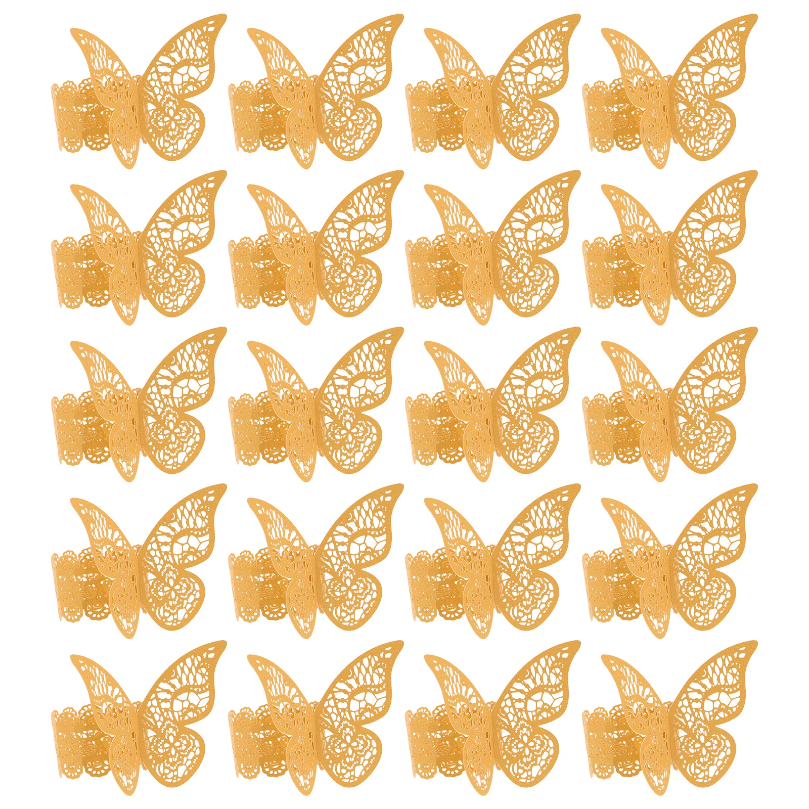 

50pcs Paper Ring Napkin Butterfly Rings Golden Lace Elegant Design for Wedding Party Decorations Disposable Napkins Table