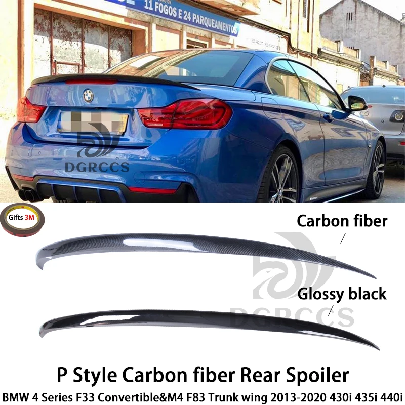 

BMW 4 Series F33 Convertible&M4 F83 P Style Carbon fiber Rear Spoiler 2013-2020 430i 435i 440i Carbon fiber Glossy black