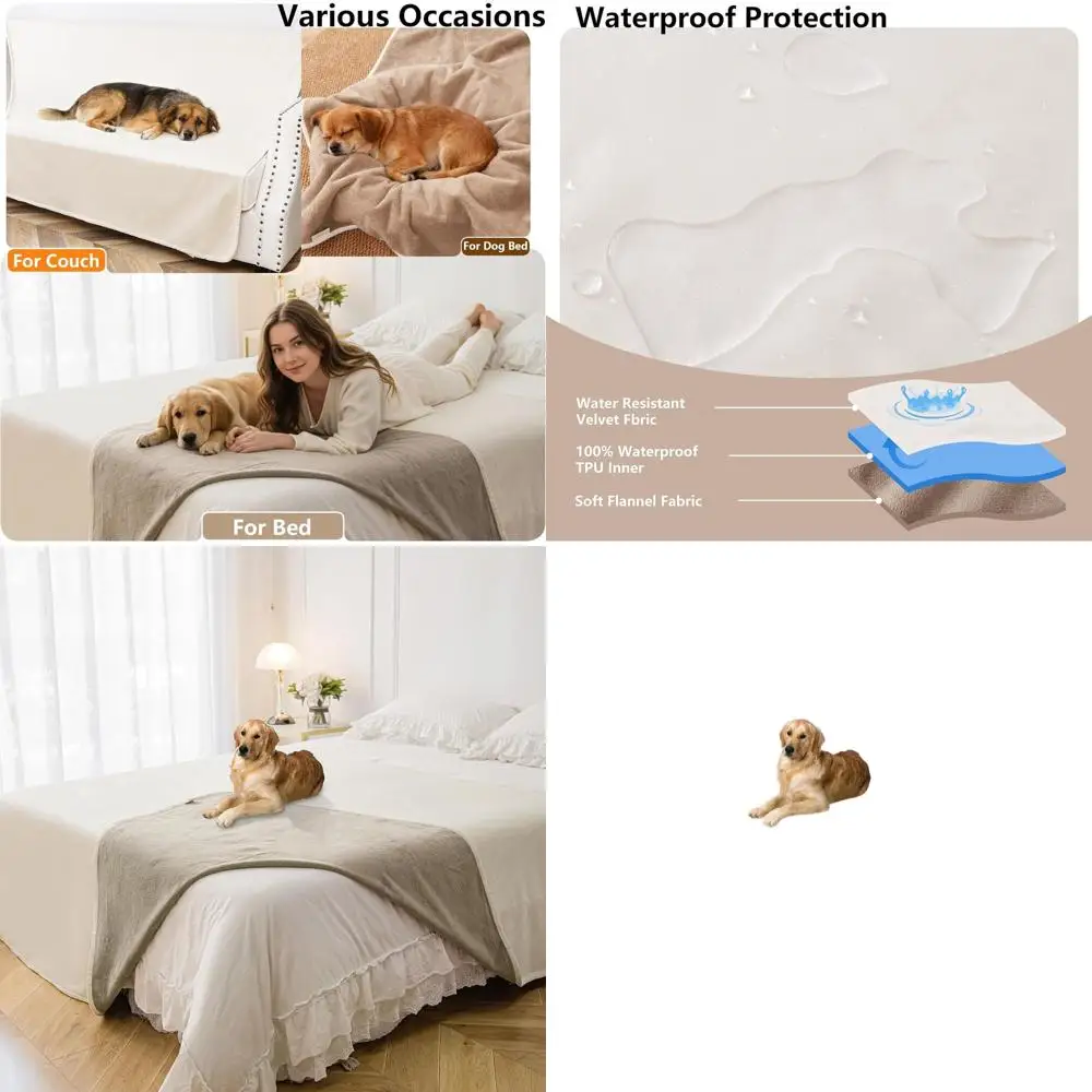 

Двустороннее водонепроницаемое одеяло для домашних животных для дивана и кровати, моющийся чехол для дивана, 82x120 бежевого и хаки