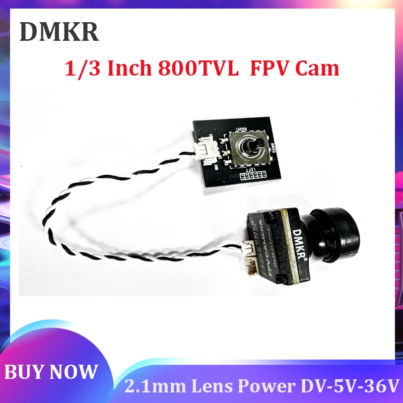 

DMKR 1/3 Inch LST-S5 800TVL Mini FPV Camera 2.1mm Lens Power 5V-36V PAL / NTSC With OSD Internal Adjustable For RC FPV Drone