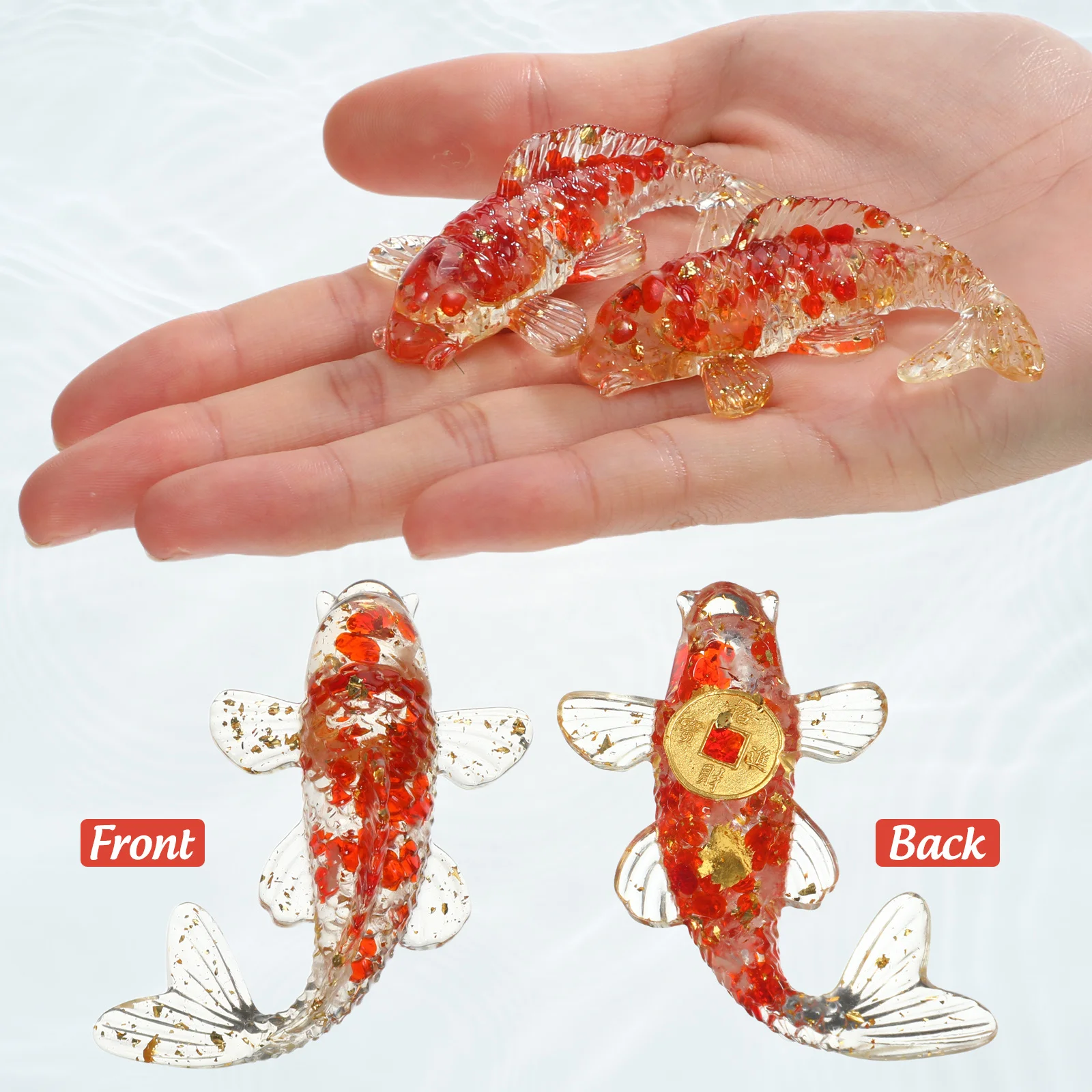 2 Stück Kristall-Koi-Dekoration, elegantes künstlerisches Design für Büro, Schreibtisch, Inneneinrichtung, Tisch, Fisch, Figur, kleiner Raum, Dekor-Idee