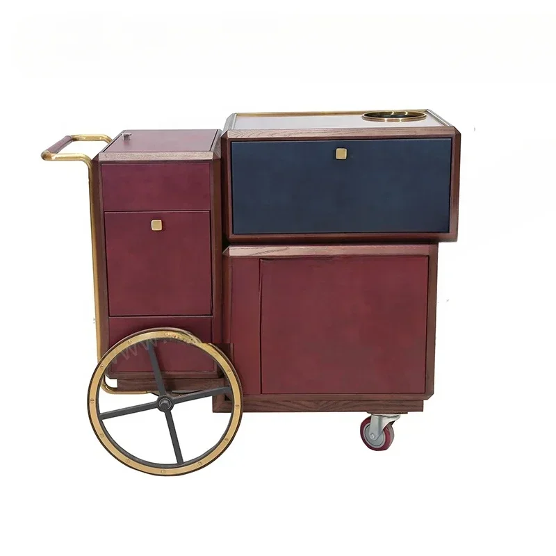 

Luxury custom wooden stainless steel champagne wine beverage bar service cart