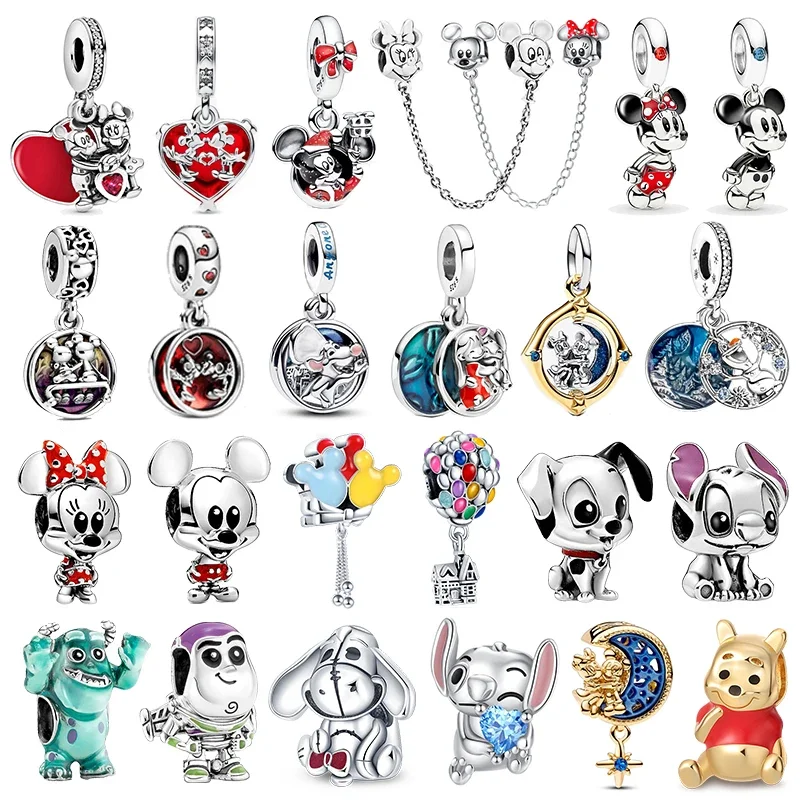 MINISO League Of Legends Mickey Mouse Minnie Plata Deley 925 Sterling Silver Charm Beads Fit Original Pandora Bracelet Jewelry