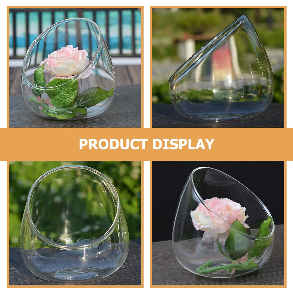 

Slant Cut Eco Bottle Glass Terrarium Micro Landscape DIY Empty Jar Home Decorative Moss Plant Container Desktop Succulent Vase