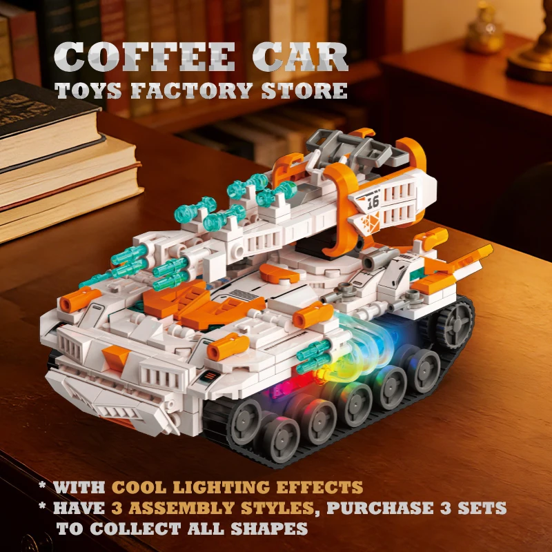 Sci-fi City Remote Control Tank Bricks Puzzle Toys 3 In 1 Cyberpunk Armored Car MOC Blocks Military Vehicle Building Model Gifts