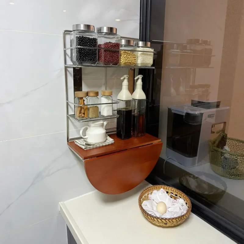 304 stainless steel kitchen seasoning rack antique style non-punching wall hanging oil, salt, sauce and vinegar bottle can