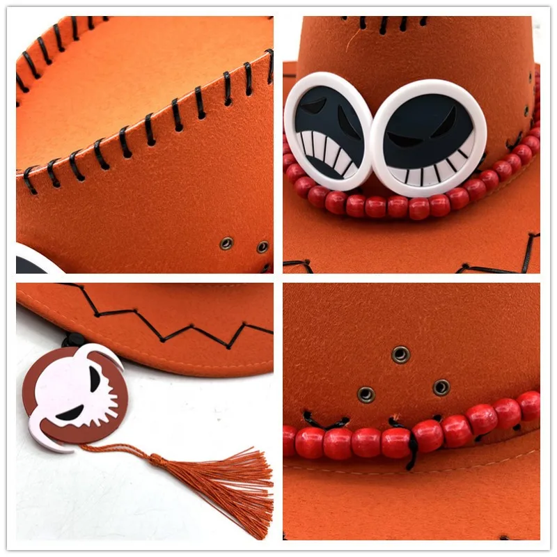 One Piece Ace Cappello da cowboy Anime Portgas D Costume cosplay Puntelli Berretto Divertente Cappelli da cowgirl Copricapo Moda Casual Sunbonnet Cap Regalo