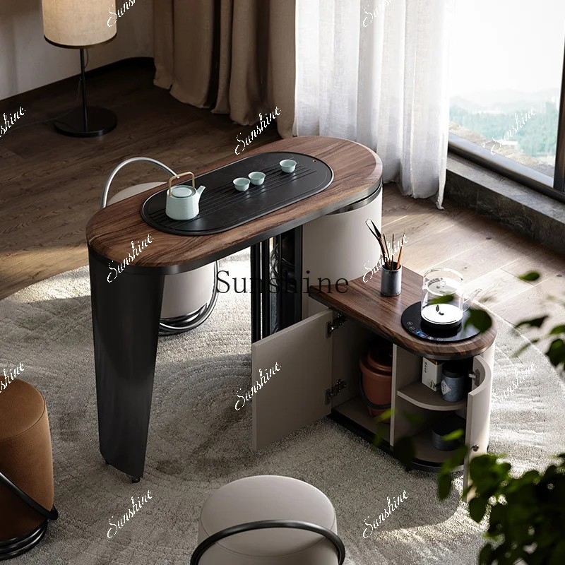 

Natural marble rotatable living room home leisure balcony stepless tea table simple and modern FT