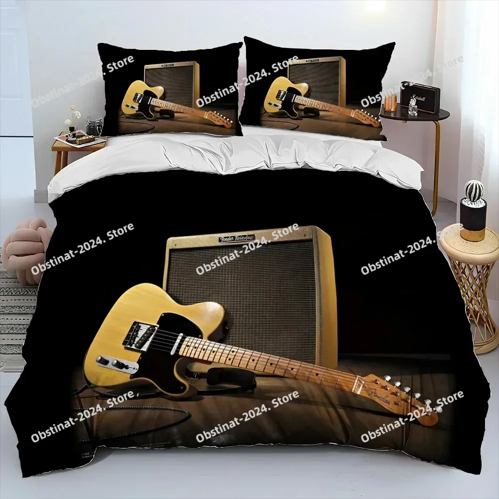 

3D Classical Guitar Electric Guitar Bedding Set Duvet Cover Full Queen King Size Pillowcase Print Aldult Kid Bedroom Single Twin