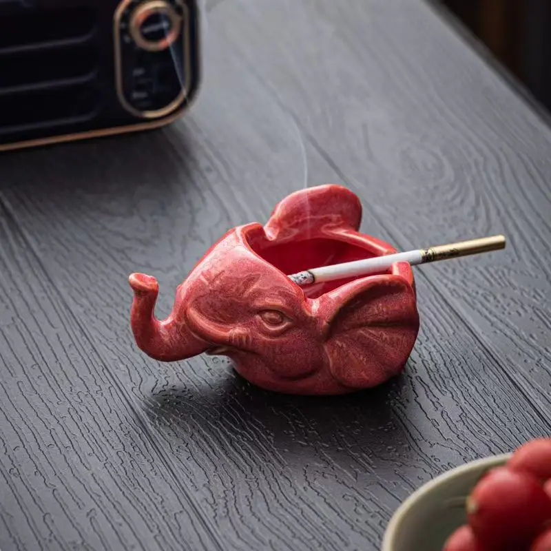 

Ashtray Ceramic Creative Elephant Rhinoceros Home Living Room Office Cute Anti Fly Ornament Small Flower Pot