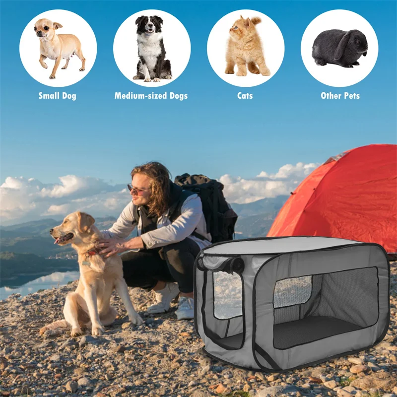 Dog Carrier Bag Foldable Pop Up Dog Travel Crate Cat Pet Carriers Dog Travel Bags For Small Dogs Cats Kennel Tent Cage Outdoor