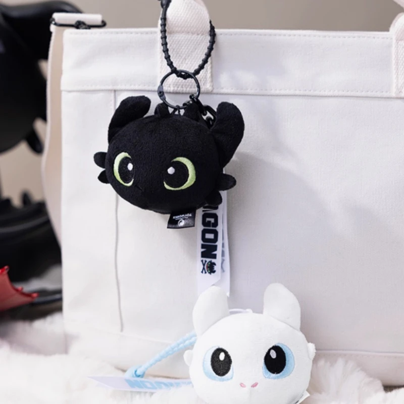 How To Train Your Dragon Pluche Tandeloze Light Fury Pluche Pop Tas Hangende Zwart-witte Pop Sleutelhanger Hanger Accessoire Cadeau