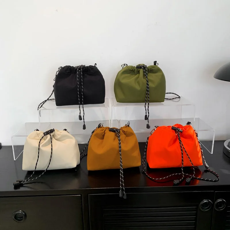 Messenger Sling Bags For Women Casual Nylon Small Drawstring Crossbody Pouch Simple Small Crossbody Shoulder Bag Men Bag