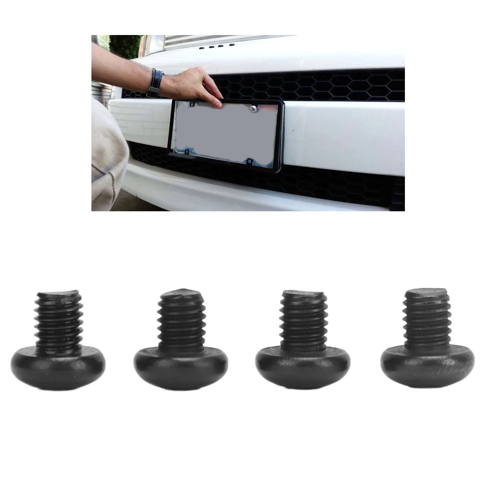 4 Pcs License Plate Screws Stainless Steel Rustproof Car Tag Frame Fasteners For Model 3 Y With Metal Threaded Screw Retainer