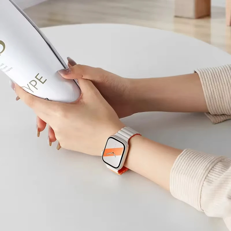 Silicone Strap For Apple Watch Band 49mm 40mm 44mm 45mm 41mm 38mm 42mm Loop Magnetic Bracelet iWatch Series 10 9 8 SE 6 7 Ultra