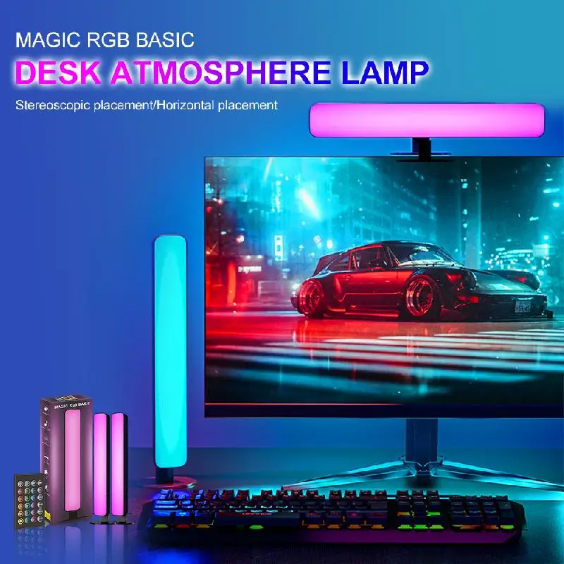 2pcs Smart LED Light Bars RGB Color Changing With Music Sync Mode LED Light For Gaming Room Bedroom Decoration TV Backlights