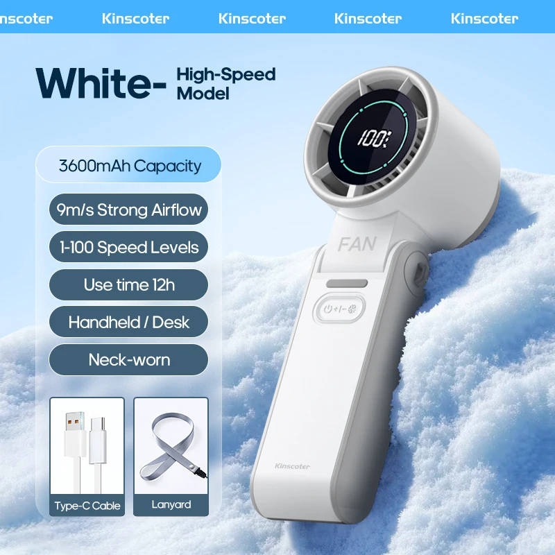 Draagbare hoge snelheid koeling handventilator 3600 mAh oplaadbaar 100 windsnelheden verstelbare mini opvouwbare luchtkoeling turboventilator