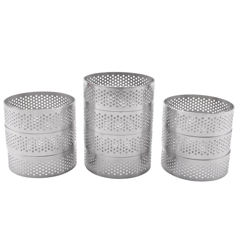 

ABUN-30 Pack Stainless Steel Tart Ring, Heat-Resistant Perforated Cake Mousse Ring, Round Ring Baking Doughnut Tools, 5.9Cm
