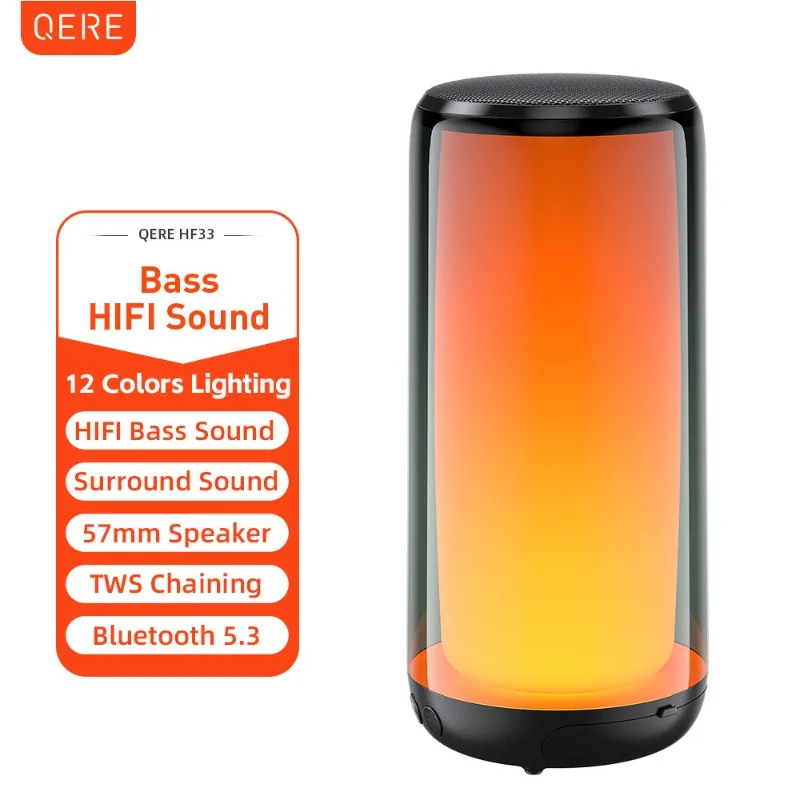 

QERE HF33 new Bluetooth speaker LED light wireless mini portable audio, birthday gift