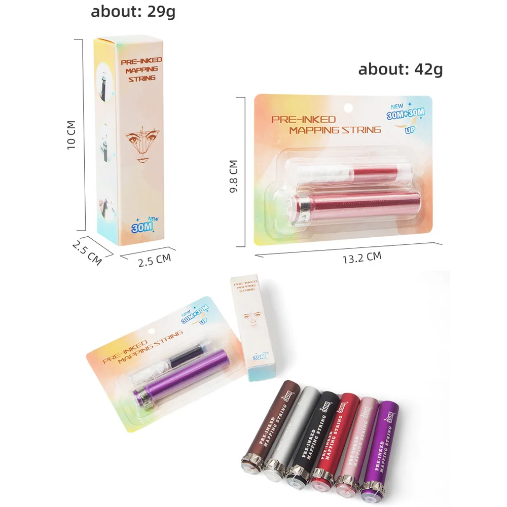 Picture 7: 30M Mapping Pre-ink String Microblading Tattoo Brows Marker Line Positioning Tools Replaceable Cores Dyeing Thread Tools