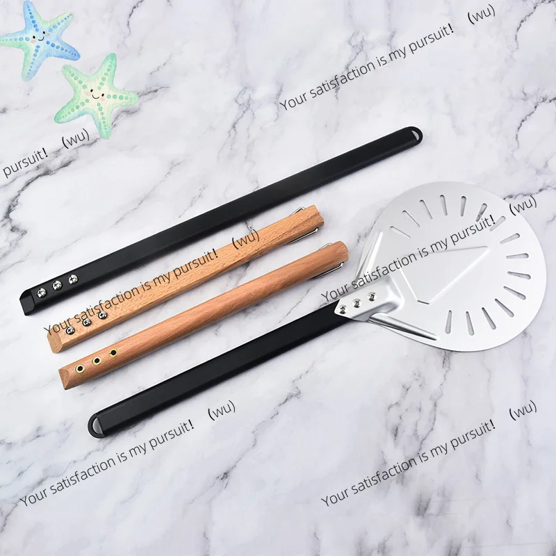 ZOCI-Stainless steel round punching pizza shovel household wooden handle cake transfer shovel kitchen baking tool