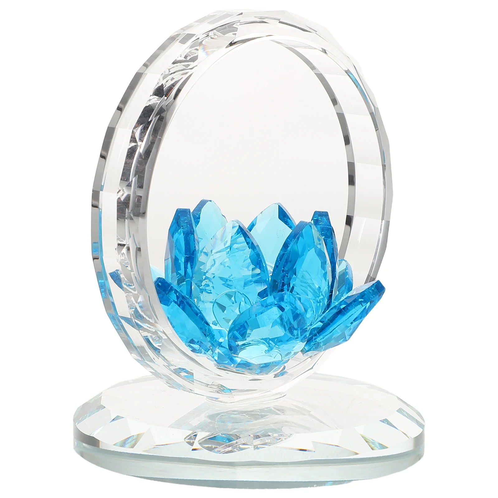 

Crystal Lotus Watercolor Decoration Artistic Circle Design Feng Shui Lotus Glass Shelf Decorative Flower Basket