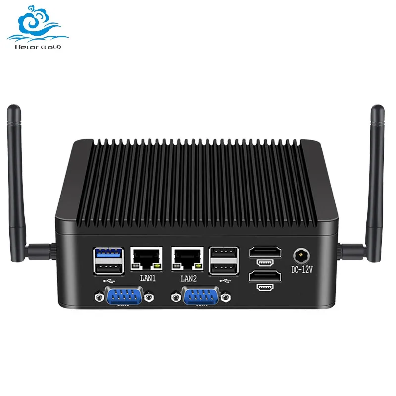 Mini PC Industrial Intel Celeron N4000 J5005 con 4x RS232/485, 2x RJ45 LAN, 2x HDMI, 4x USB3.0, 2x USB2.0, Compatible con WiFi 4G LTE