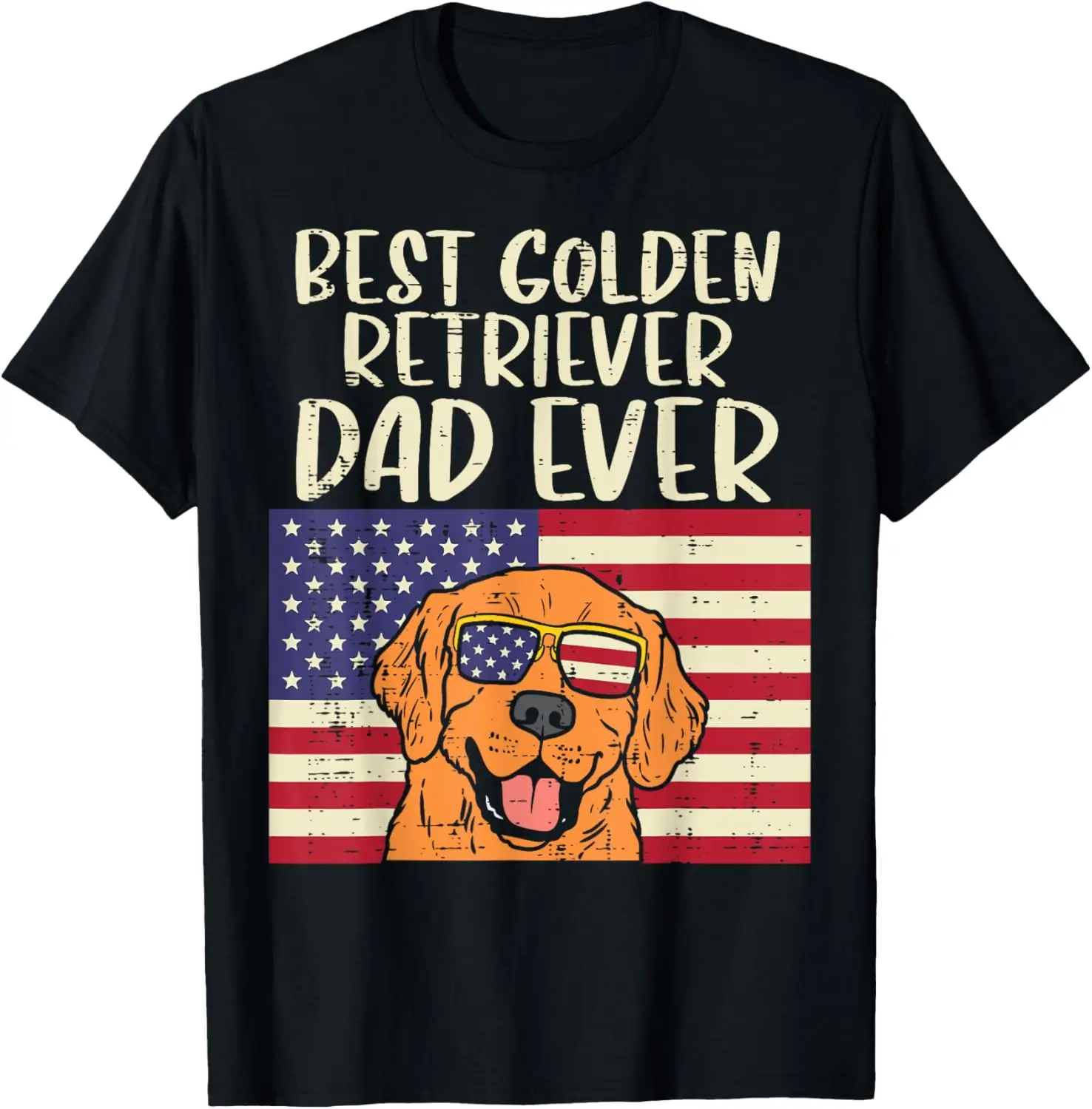 

Best Golden Retriever Dad Ever Flag Patriotic Dog Men Gift T-Shirt