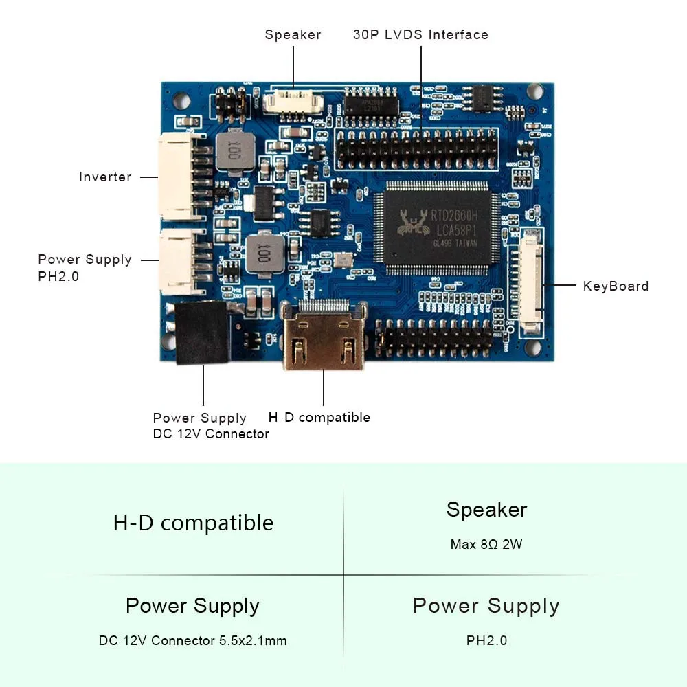 H-D Audio Control Board for 15in 1024x768 G150XG03 V2 G150XG03 V3 LCD 20 pins
