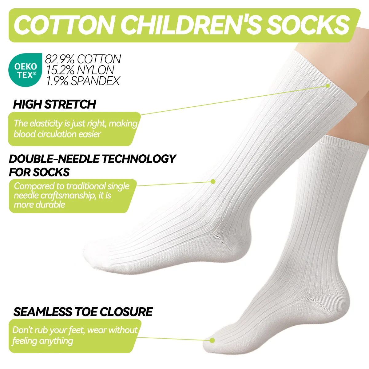 【Winter Thickened Combed Cotton Antibacterial】Double Needle Ribbed Boneless Long Socks/Slouch Socks for Boys & Girls Teens